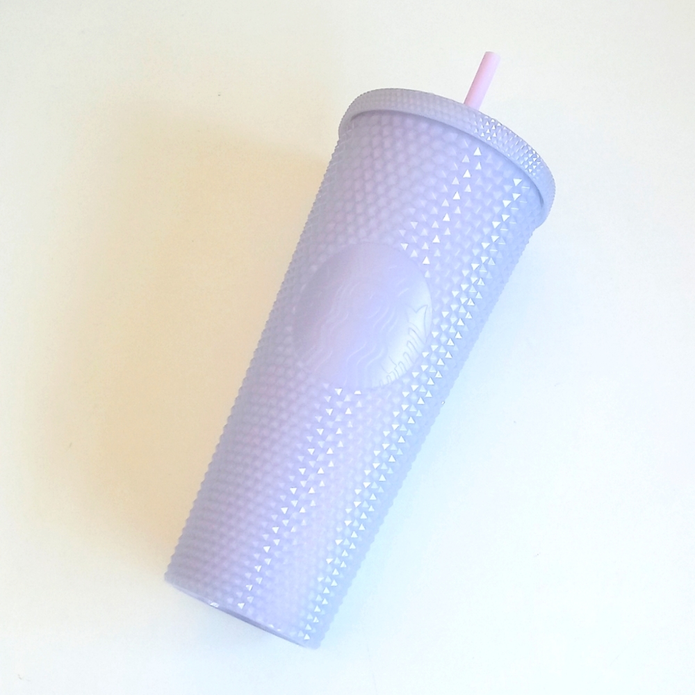 Starbucks Lavender Lilac Bling Studded 24oz Cold Cup Tumbler with Lid & Straw